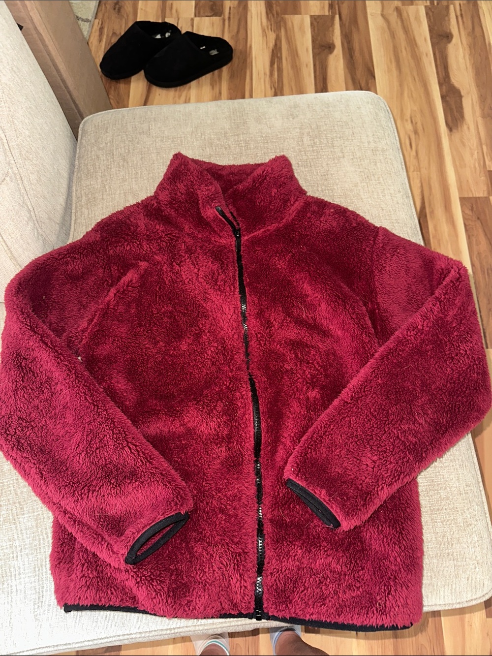 Cozy Plush Full-Zip Fleece Jacket - Deep Wine Red